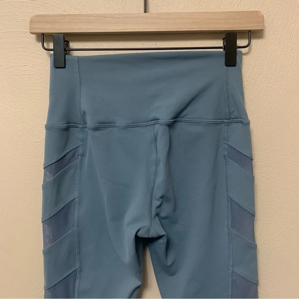Alo Block High Waist Mesh Inset Leggings Blue Gray Size Small